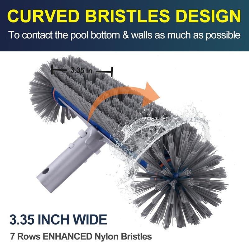 POOLAZA 360 Degree Pool Brush - Heavy Duty, Premium Bristle & Aluminum Handle for Inground & Above-Ground Pools - Image 3